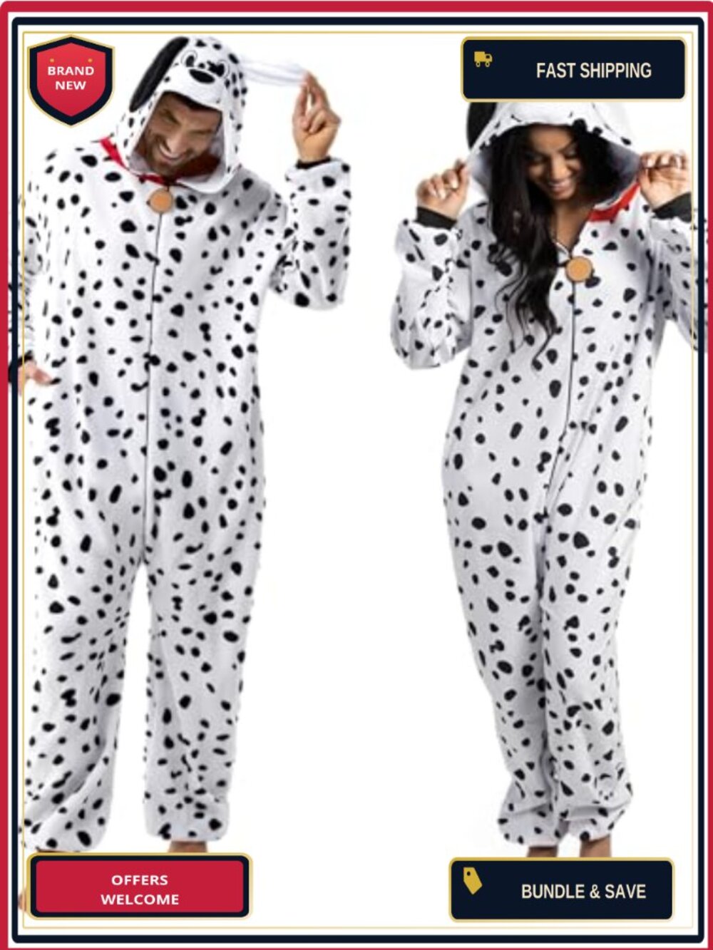 Halloween Dalmatian Hooded Jumpsuit Costume Cosplay Party